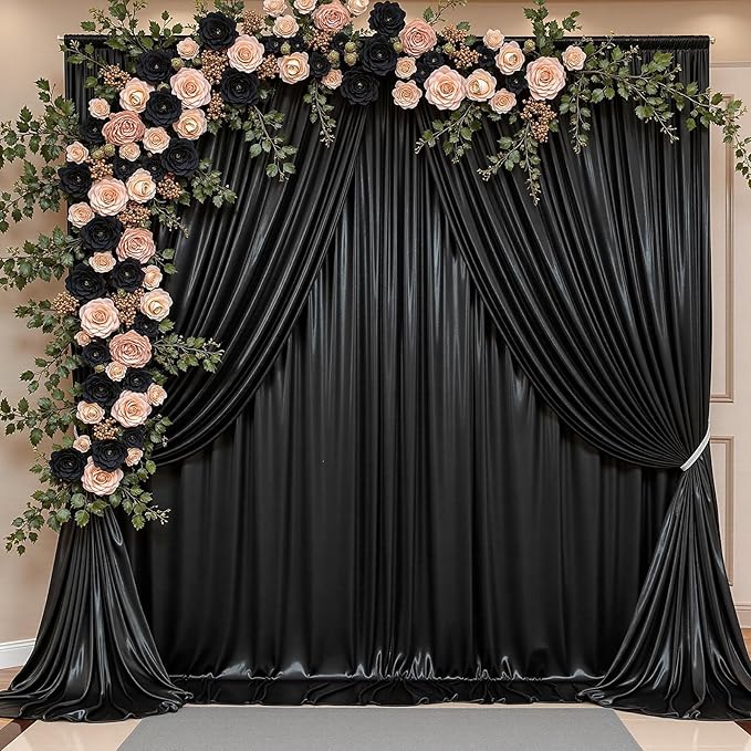 30x10 ft Wrinkle Free Black Sequin Backdrop Curtain for Parties,Thick Not Fall Glitter Wedding Drapes Backdrop,6 Panels 5x10ft Shimmer Photo Wall Back Drop Cloth for Birthday Photography Background