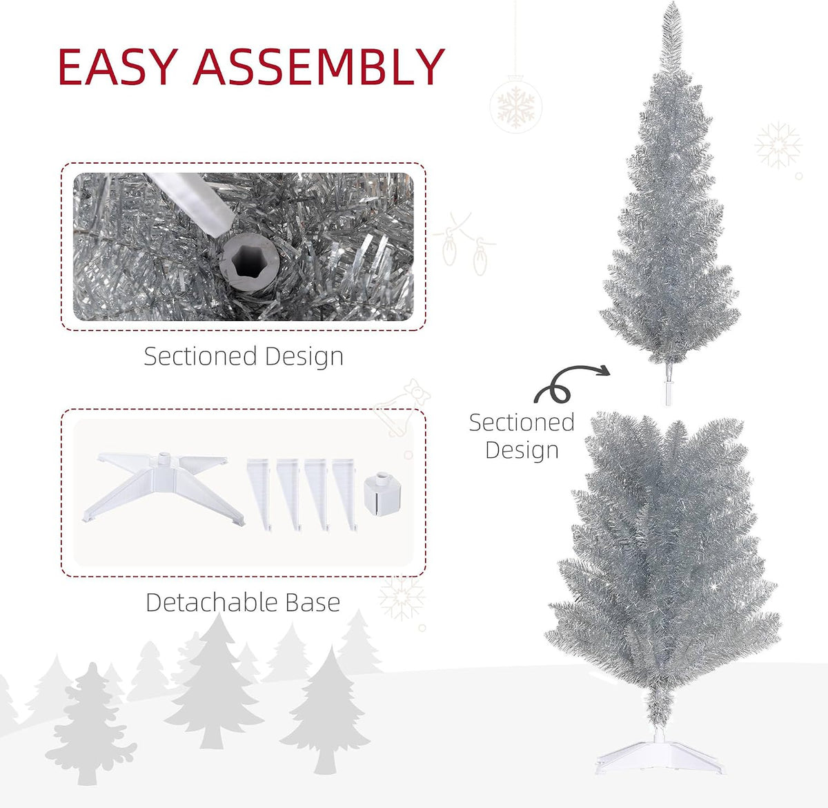 homcom 5' artificial pencil christmas tree 294 realistic, package contents