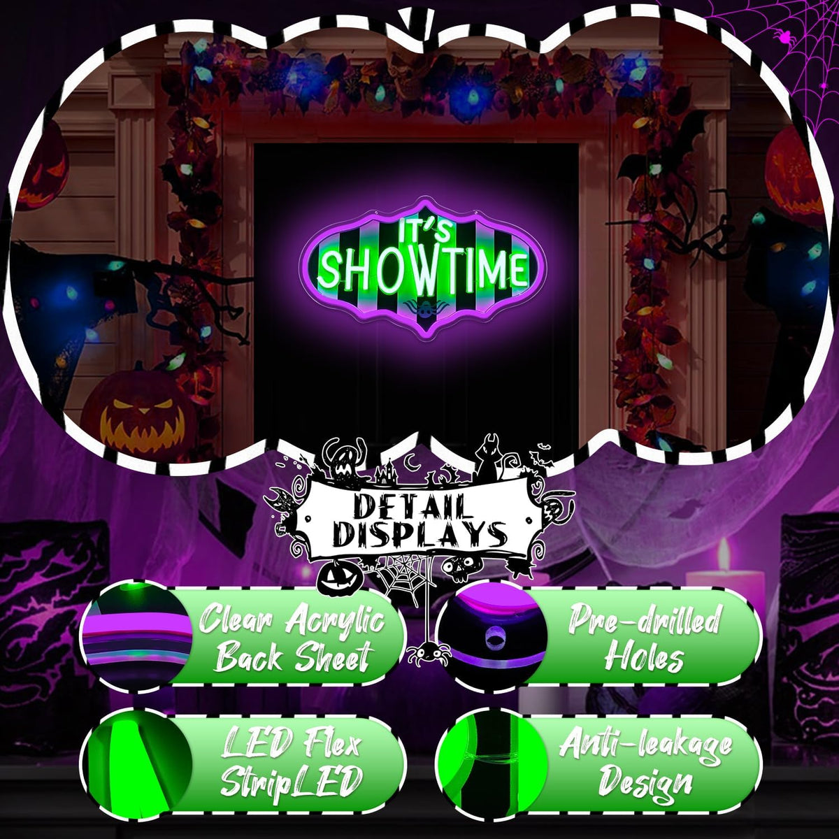 It's Showtime Neon Sign Dimmable Neon Halloween Sign Showtime Led Sign Ho...