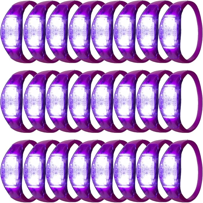 100 Pcs LED Bracelets Sound Activated with Flashing LED Strobe Music Control Light Up Bracelets for Rave, Game Prizes, Birthday Party Favor,Valentine's Day gift