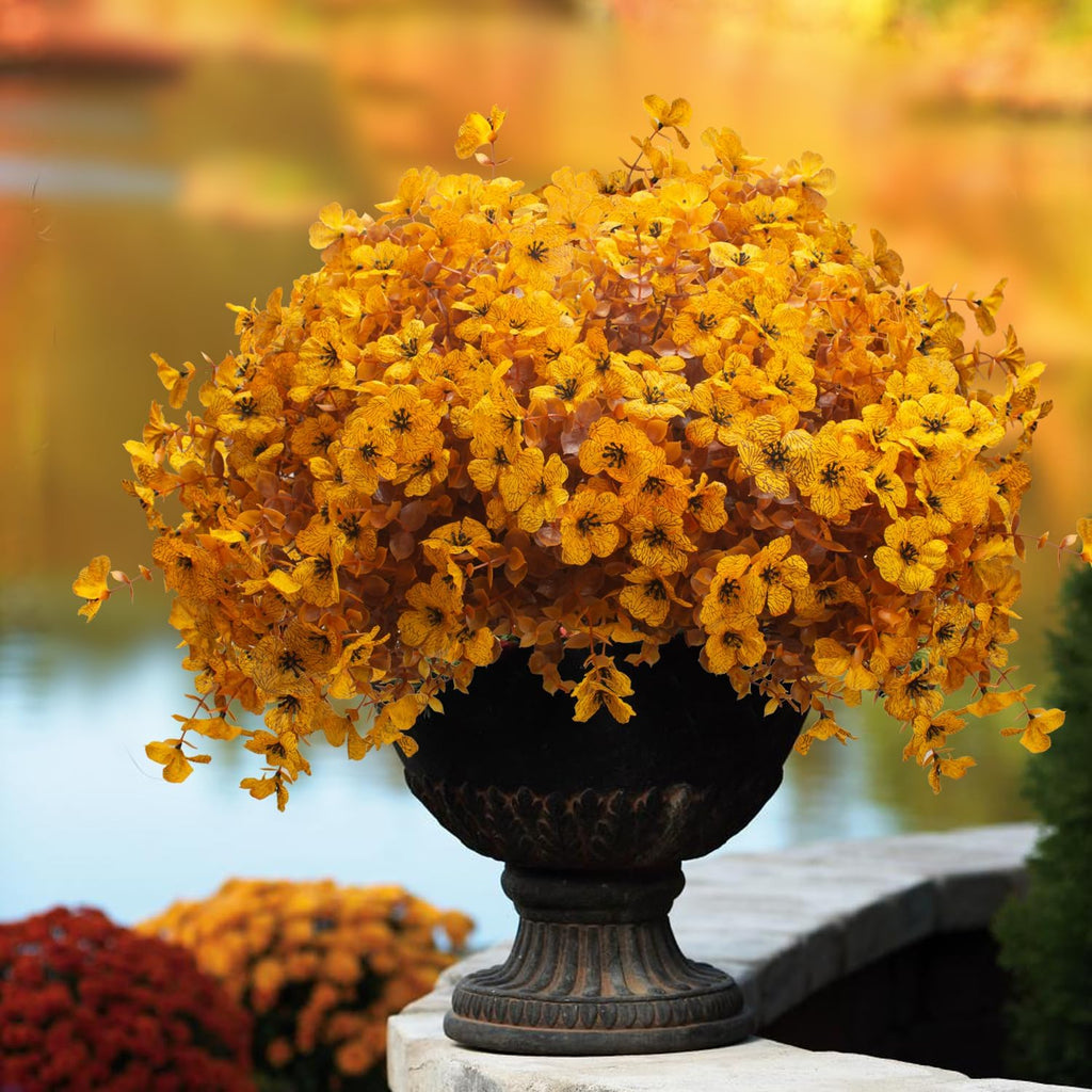 grunyia 16 bundles artificial fall mums outdoor uv shown in use