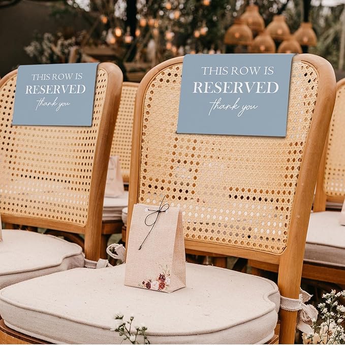Reserved Seating Chair Signs, This Row Is Reserved Pew Cloths Seating Placeholder for Church Pews, Dusty Blue Wedding Decorations for Reception Parties Event (Dusty Blue, 4 PCS)