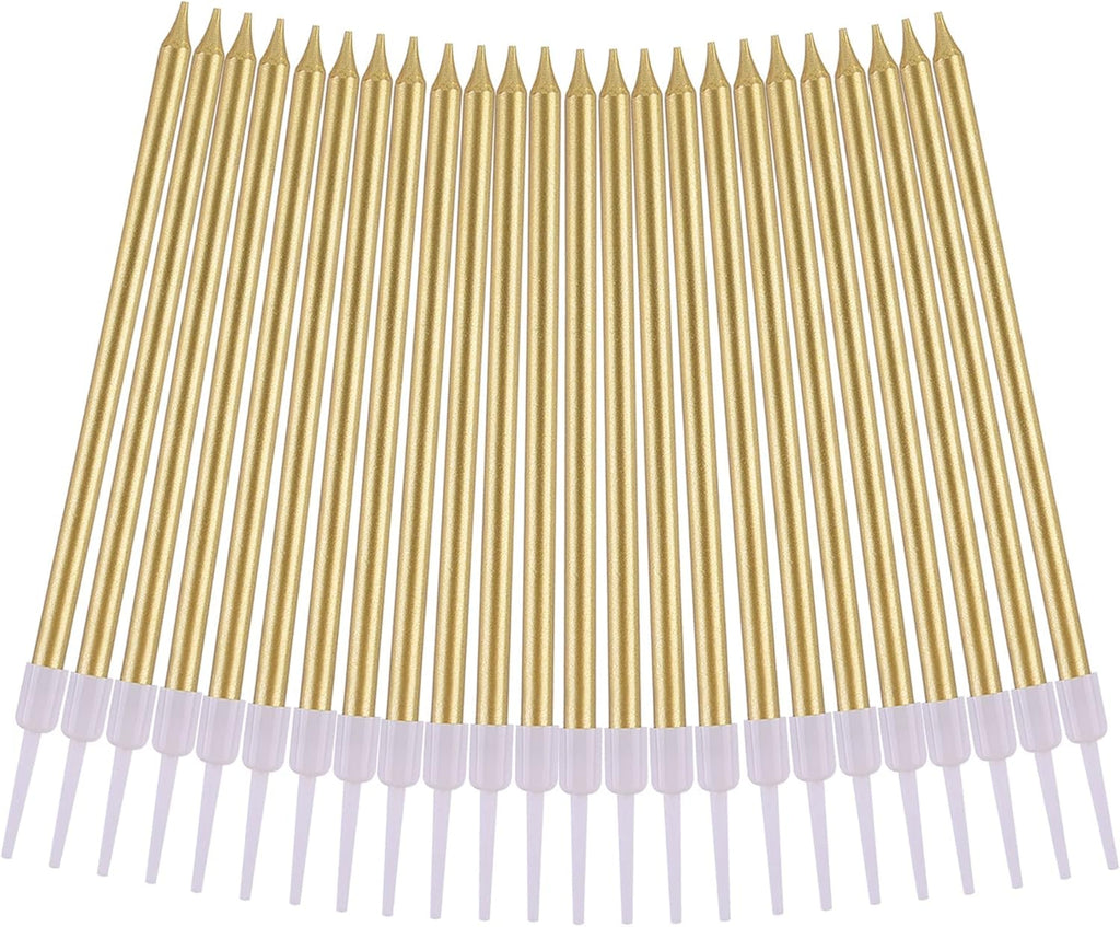 PHD CAKE Gold Long Thin Metallic Birthday Candles, Cake Candles, Birthday Parties, Wedding Decorations, Party Candles, Cake Decorations