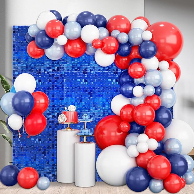 24PCS Royal Blue Shimmer Wall Backdrop, Laser Square Sequin Photo Backdrops Panel, Glitter Wall Background for Birthdays, Weddings, Christmas, Engagements, Disco Bachelorette Party Decor (4FTx6FT)