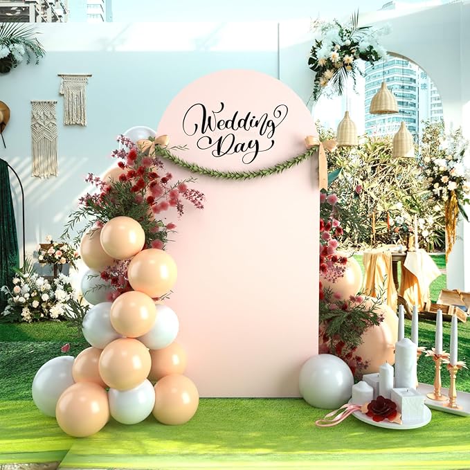 bricia Wedding Arch Backdrop Stand Cover, 6FT Double Sided Stretchy Arch Cover Fitted Wedding Birthday Party Banquet Decoration (Blush Pink 72''Lx31.2''W)