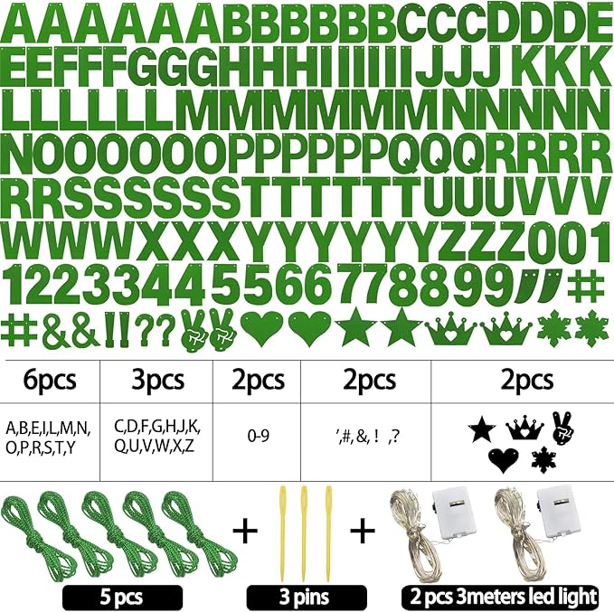 167Pcs DIY Glitter Customizable Banner Kit Custom Banner DIY Happy Birthday Letter Banners Personalized Banners Decor for Christmas St.Patrick's Day Birthday Party Decorations Supplies(Glitter Green)