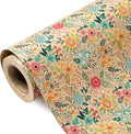 WRAPAHOLIC 30 Inch Jumbo Kraft Floral Wrapping Paper Roll - 30 Inch x 100 Feet Jumbo Roll - Spring Summer Garden Flower Design Perfect for Wedding, Bridal Shower, Birthday