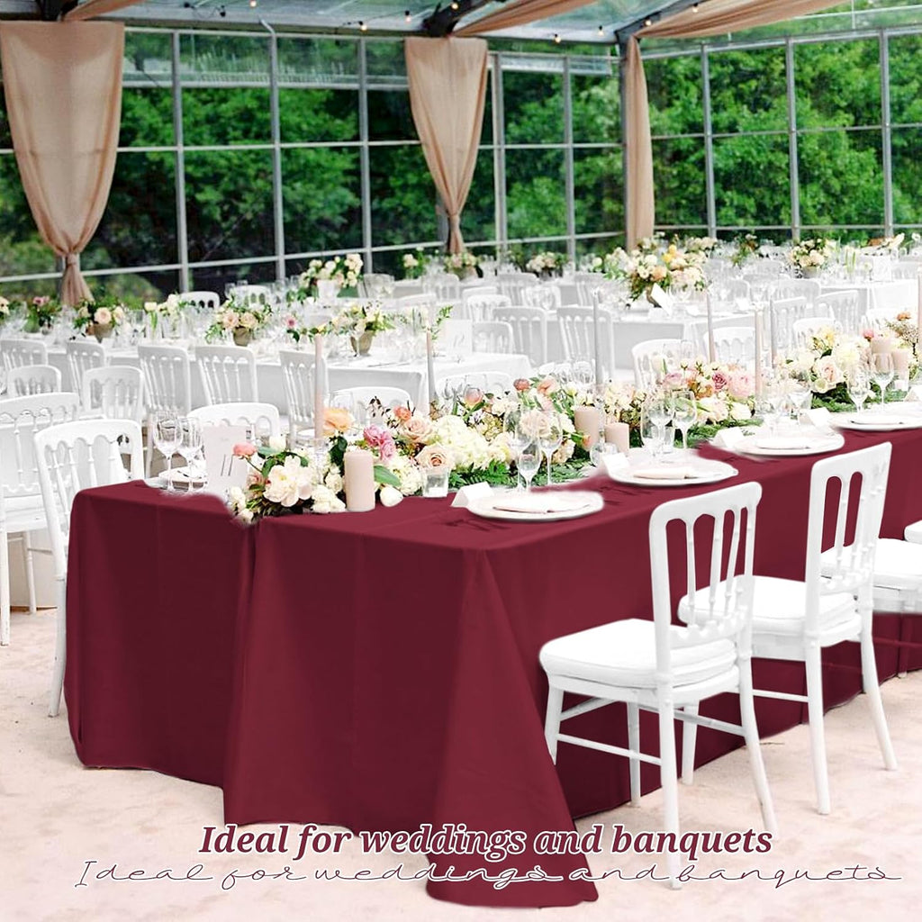 burgundy tablecloths for 8ft tables-60 x 126 inch on a desk or shelf