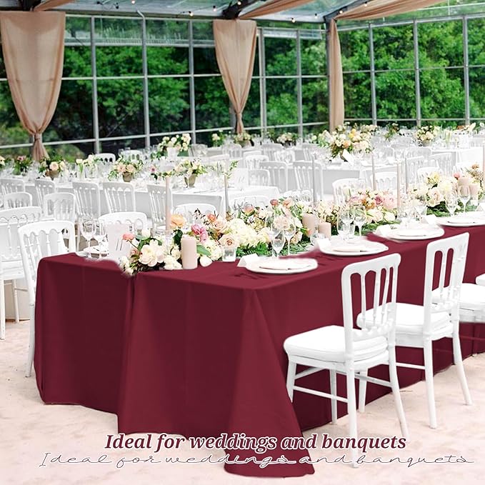 12 Pack Burgundy Tablecloths for Rectangle Tables 60 x 102 Inch Polyester Tablecloth 6 Foot Rectangle Table Cloth Wrinkle Resistant Washable Fabric Table Cover for Party Wedding Banquet Events