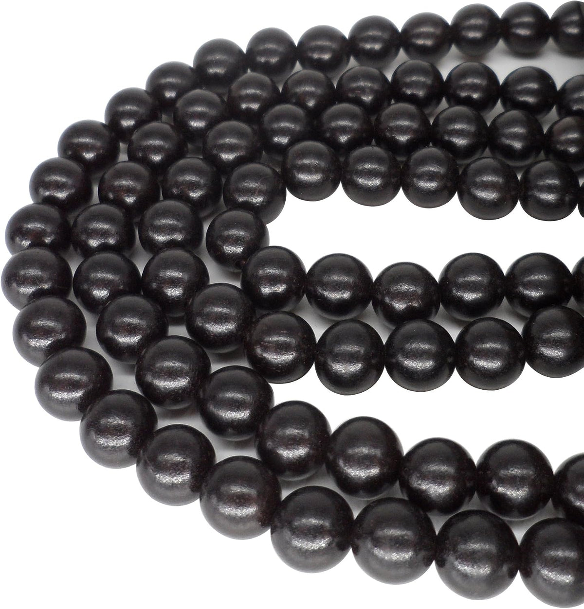 carpenterc round polished wood beads, black ebony wood, main product view