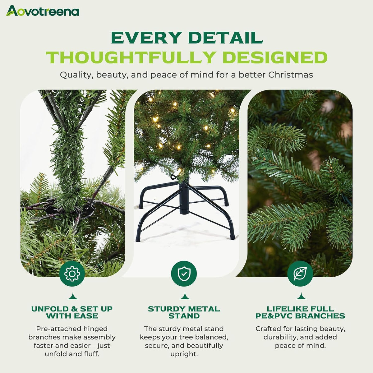 6.5ft pre-lit artificial christmas tree with 650 white, side view