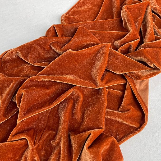 Luxurious Velvet Table Runner, Terracotta 120 Inches Wedding Table Runners, 10ft Velvet Home Party Table Decorations