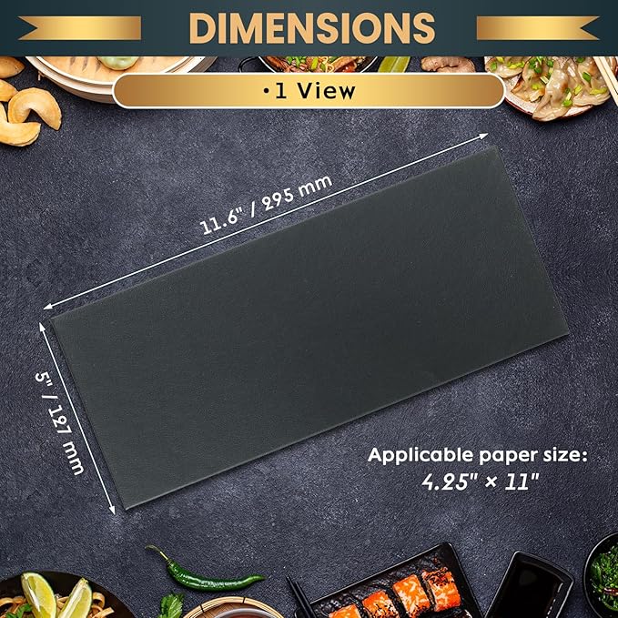 12 Pack 1 View Menu Holder Menu Covers 4.25" x 11" | Black Leather Menu Sleeves Book Style for Restaurant Coffee Bars Wine List
