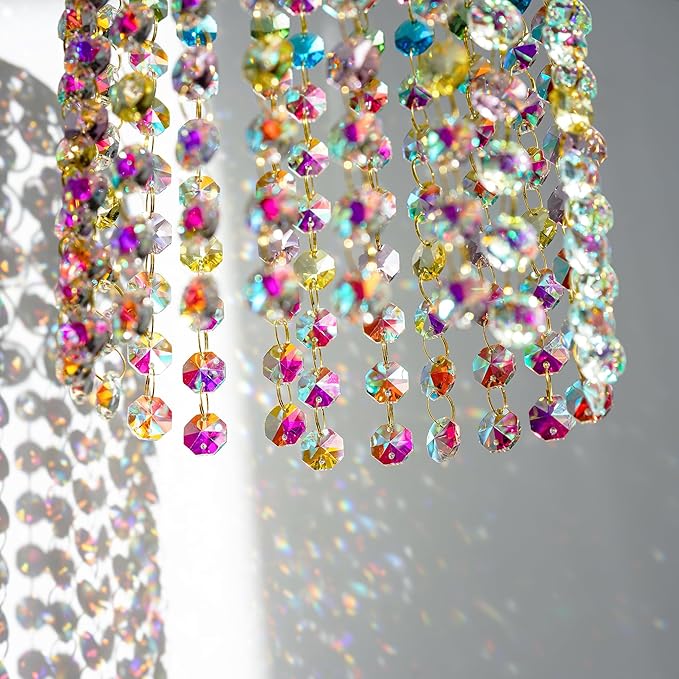 Crystal Suncatchers Window Hanging Wind Chime Garden Porch Home Wedding Party Suncatcher Rainbow Maker Crystal Glass Beads Prisms Sun Catcher
