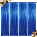 ShinyBeauty Royal Blue Sequin Curtains 2FTx8FT - 4 Panels Sparkly Backdrop for Photo Shoots, Baby Showers, Parties & Events - Elegant & Durable Glitter Background