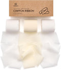 Vitalizart White Handmade Chiffon Silk Ribbon Fringe 1.5" x 21 Yd Frayed Edges Ribbons for Wedding Invitations Bridal Bouquets Gifts Wrapping Crafts Holiday Party Decorations