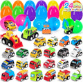 SUGFUT 24 PCS Prefilled Easter Eggs with Toys Pull Back Cars Easter Basket Stuffers for Toddler Gifts for Kids - Easter Party Favors