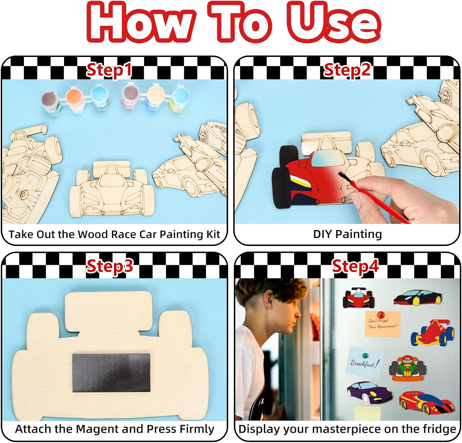 Bafeil 24 Set Race Car Party Favors, Painting Craft Kits | with Thank You Cards, Racing Cars Themed Birthday Party Decorations for One Two Fast Party Favors Goodie Bag Stuffers