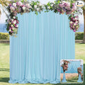 MYSKY HOME Light Blue Backdrop Curtains for Parties, Weddings, Stage, Baby Showers, Birthdays - 5ft x 10ft, 2 Panels with Rod Pocket Sliding Drapes