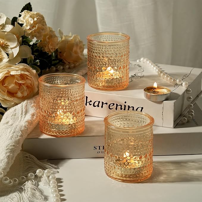 36ps Gold Votive Candle Holders, Tea Light Candle Holder Glass for Table Centerpiece, Candle Holders for Wedding, Bridal Shower and Tea Party Decorations (Gold)