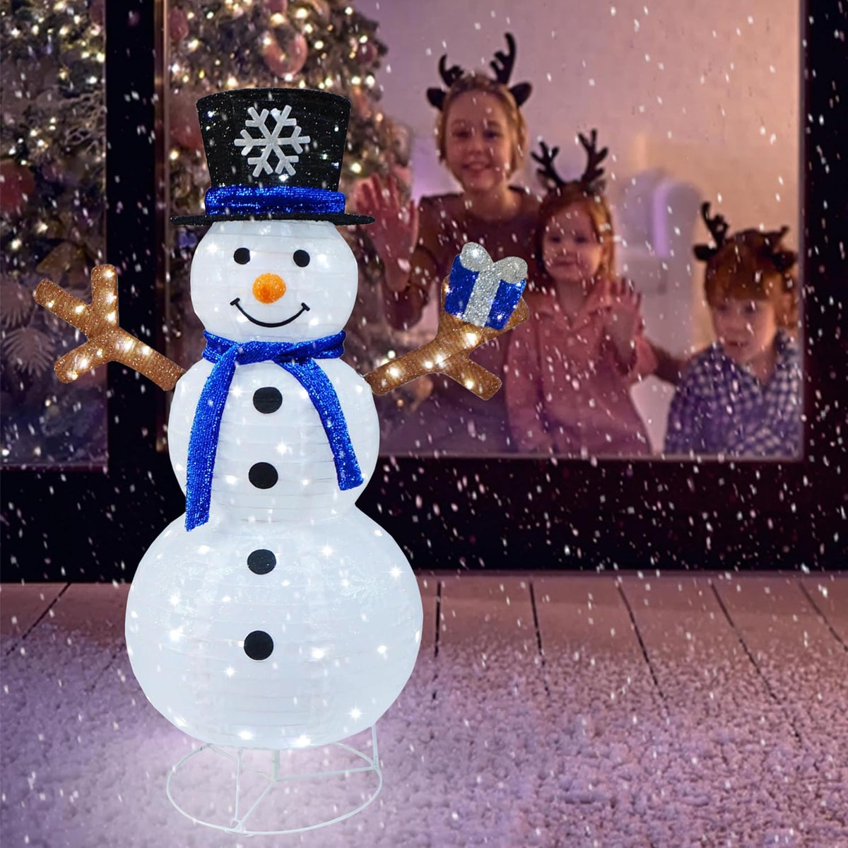 outdoor snowman lighted, pop-up snowman outdoor yard christmas, main product view