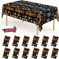 QZYL 12 Pack Halloween Plastic Tablecloth, 54" x 108" Pumpkin Decorations, Spider Webs Pumpkin Design Disposable Table Cloth Tablecover, Halloween Party Decor Dinnerware Indoor