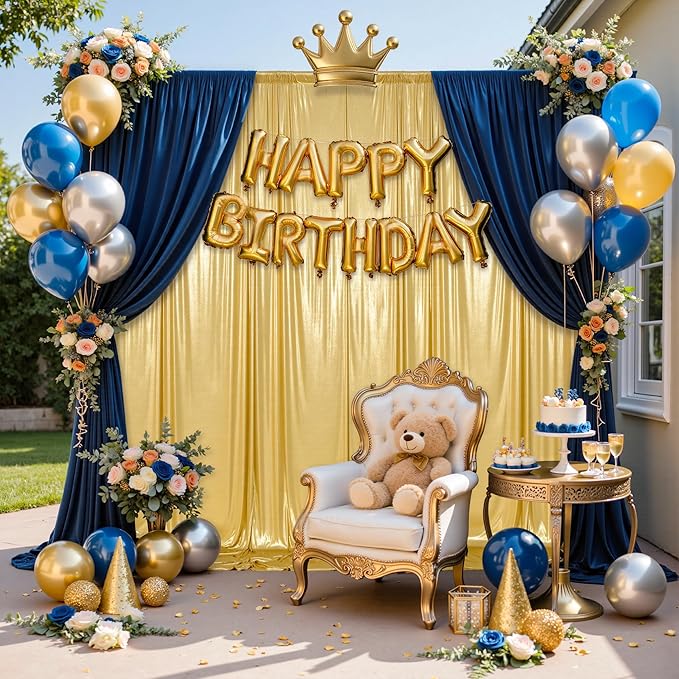 10x10FT Gold Sequin Backdrop - 2 Panels 5x10FT Wrinkle-Free Glitter Drapes for Weddings, Parties & Events