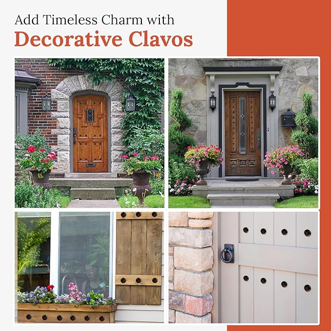50 Pack 0.75" Round Head Iron Clavos Decorative Nails – Sealed Unfinished – Handmade Rustic Round Fasteners for Farmhouse Shutters, Faux Wood, Barn Doors, Shutters, Gates – Ornamental Wood Accent