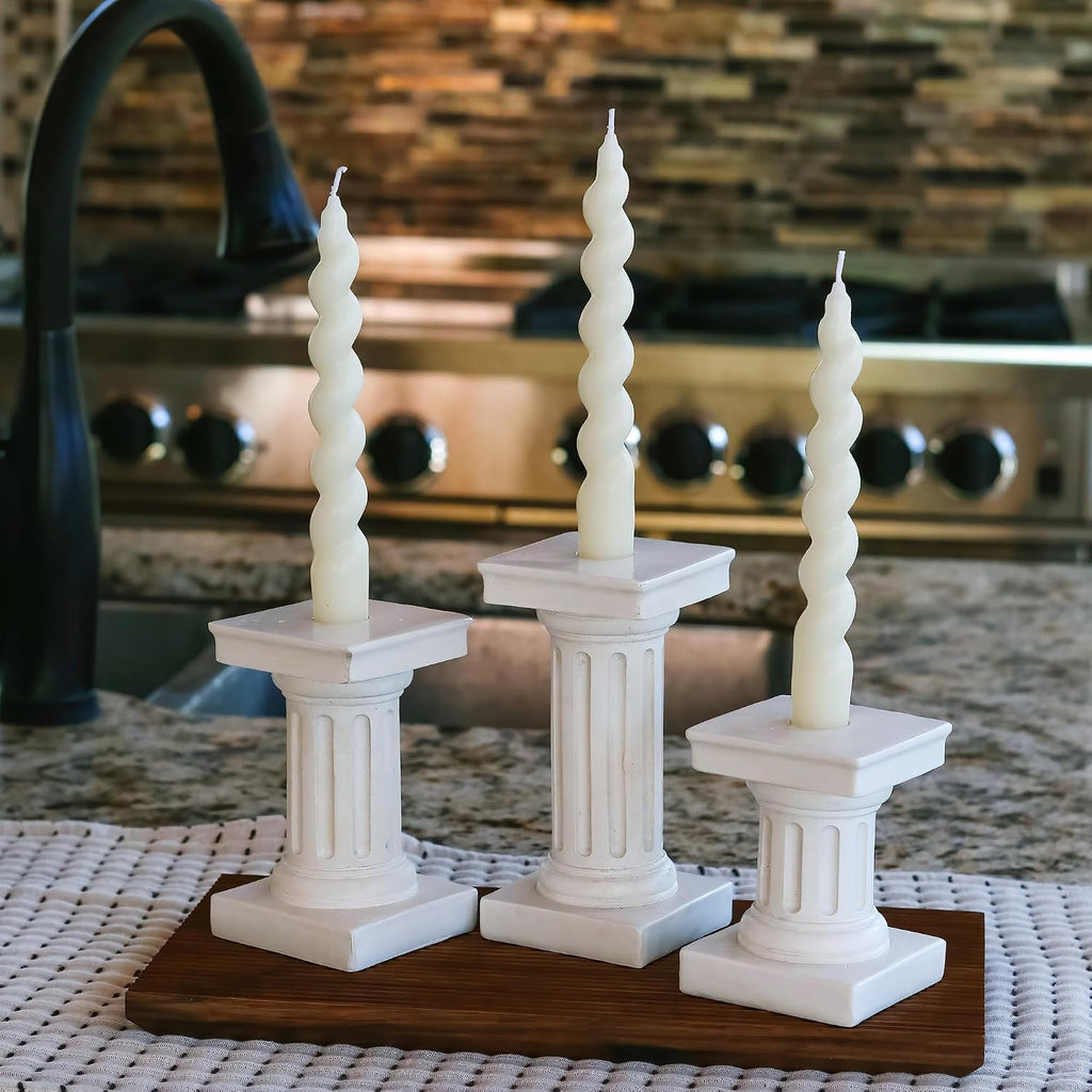 Kate Aspen Greek Column Inspired Dual Sided Pillar Pedestal Stand Tapered Candle Stick Holder/Votive Holder, Vintage Home Decor, Centerpiece Table Decorations, Fireplace Decor