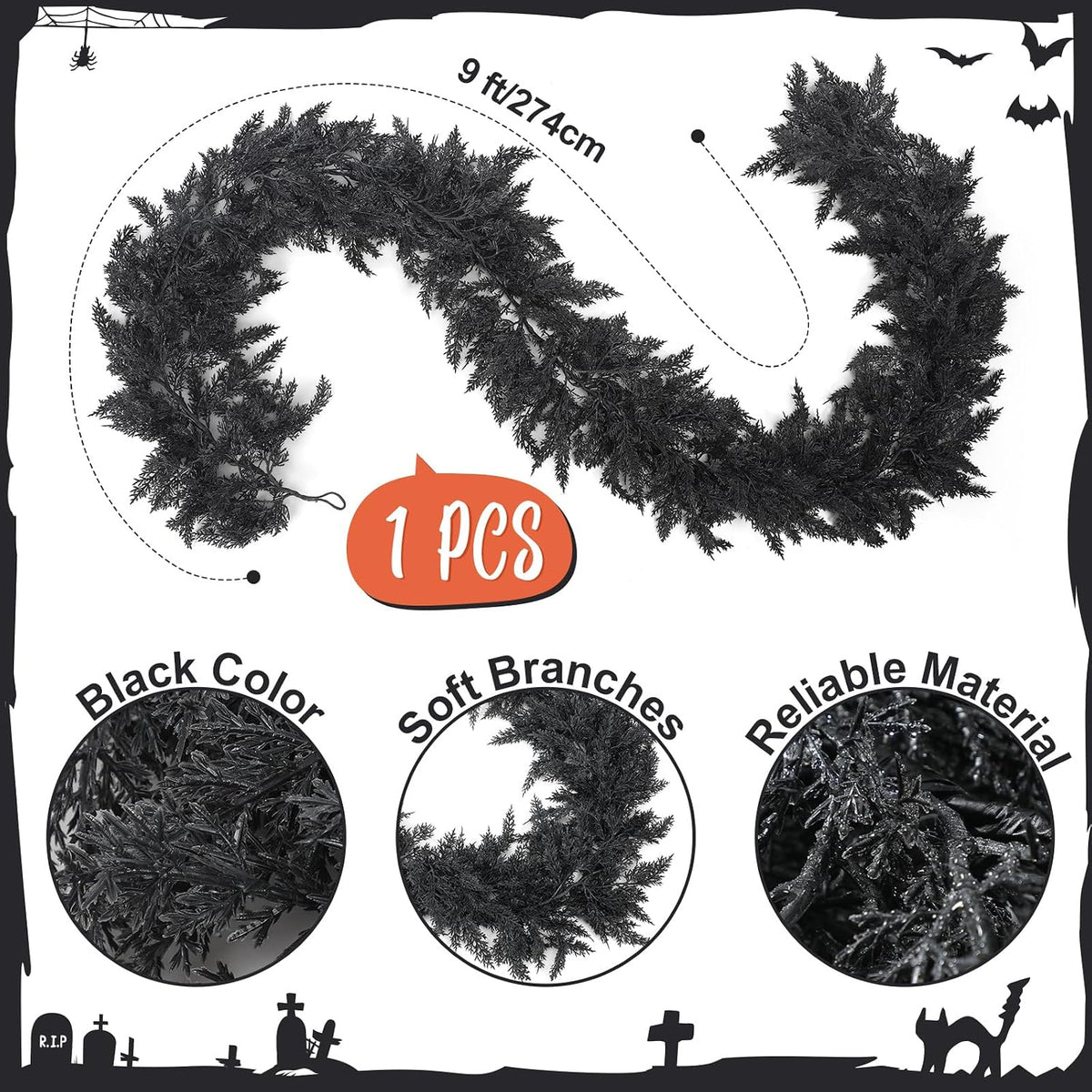 dingion 1 pack 9 ft halloween black artificial shown in use