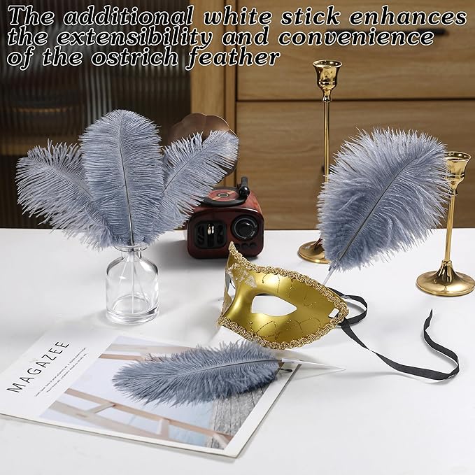 SOGUGOM Grey Craft Ostrich Feathers - 30PCS 6-8 inch Bulk Ostrich Feathers Kit for Kindergarten Crafts, Dream Catchers and DIY Projects(Grey)