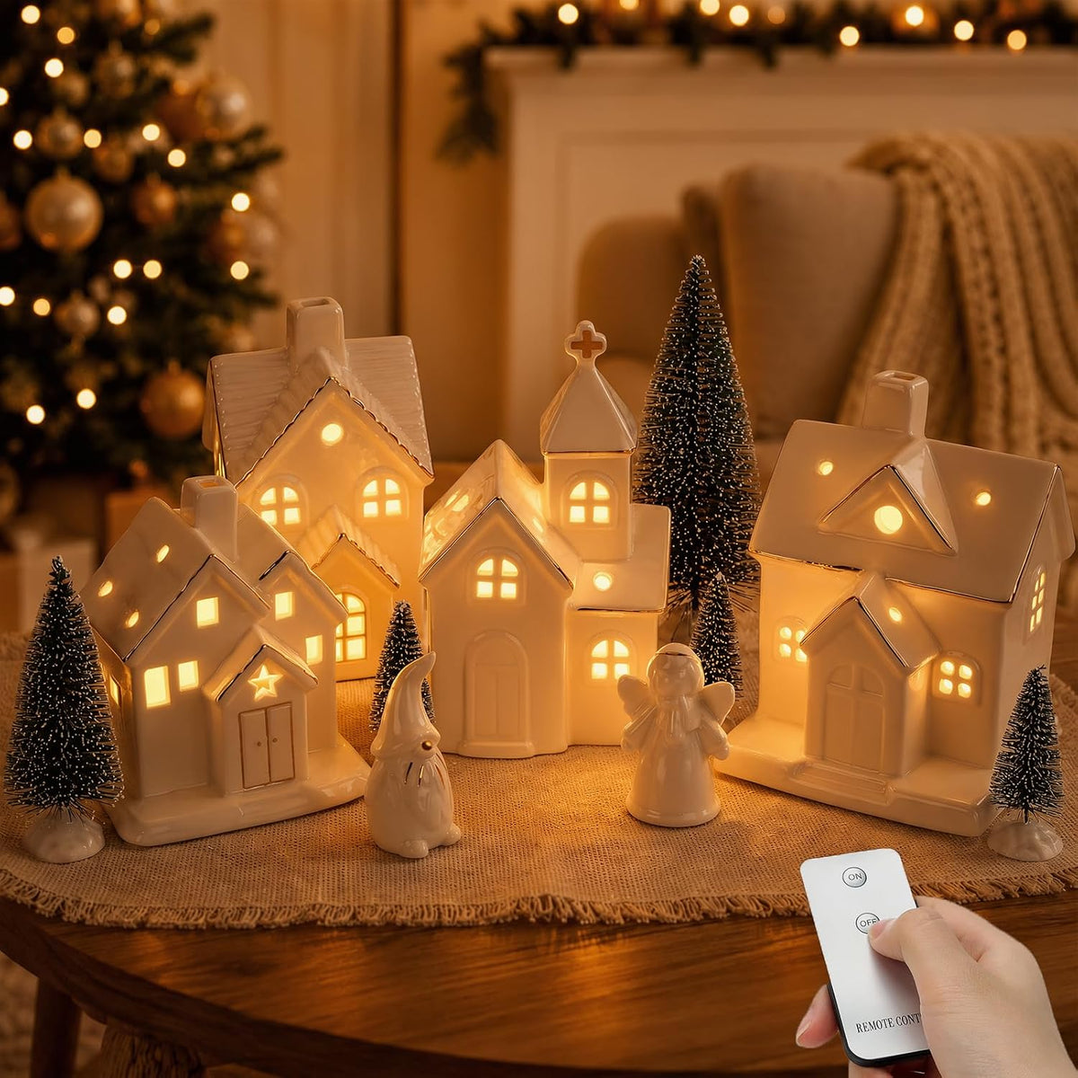 christmas village sets,12 pcs christmas village houses with, main product view