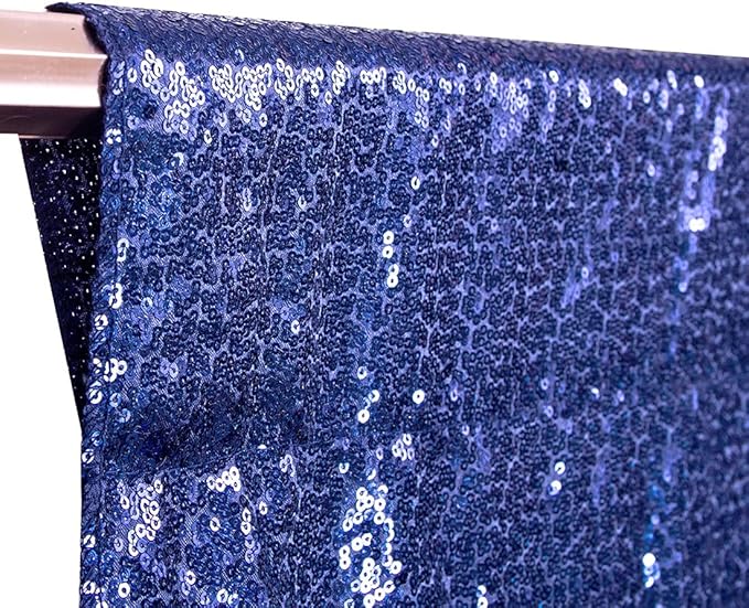 Poise3EHome Navy Blue Sequin Backdrop, 6Ft x 6Ft Glitter Satin Background Drapes for Weddings, Parties, Xmas, Thanksgiving Decor
