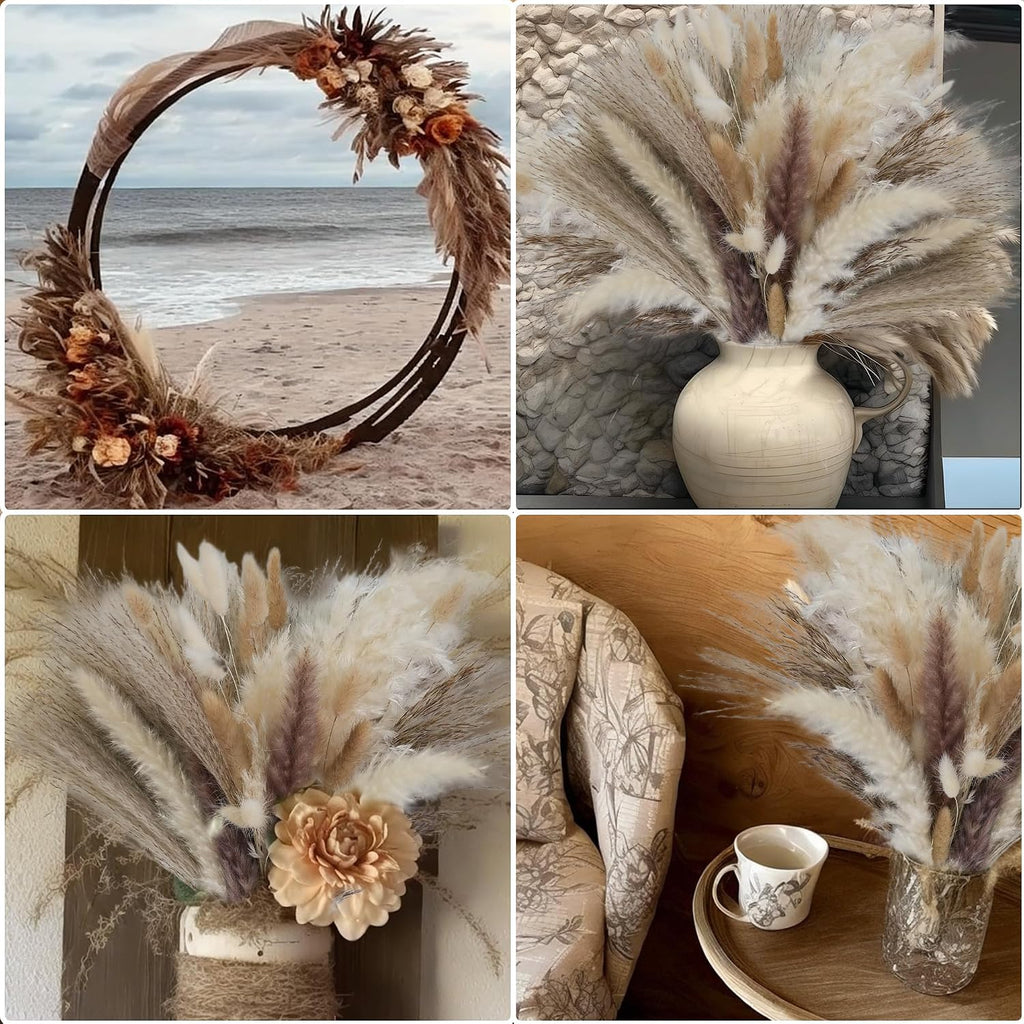 610 PCS Dried Pampas Grass Decor, Dried Flower Bouquets for Wedding, Home, Centerpiece Table, Modern Home, Western Living Room, Nurserie, Nursery, Boho Room, Beach, Women Office, and Boho Decor