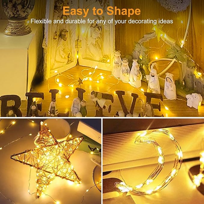 btfarm 50 Pack Fairy Lights Battery Operated [3 Modes], 7ft 20 Led Twinkle Lights String Lights Waterproof Bulk Small Mini Silver Wire for Christmas Mason Jars Wedding Table Centerpiece, Warm White
