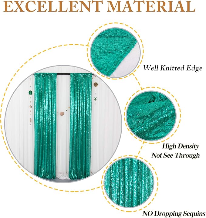 ShinyBeauty 2PCS 4x7FT Green Sequin Backdrops | Sparkle & Shimmer Photo Background for Christmas Parties, Weddings, Events | Elegant & Durable Photography Backdrop