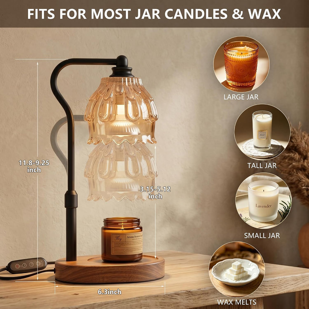 Candle Warmer Lamp with Timer and Wireless Remote Control, Dimmable Candle Warmer for Jar Candles, Height Adjustable Wax Melts Warmer, Mothers Day Birthday Gift for Women, House Warming New Home Decor