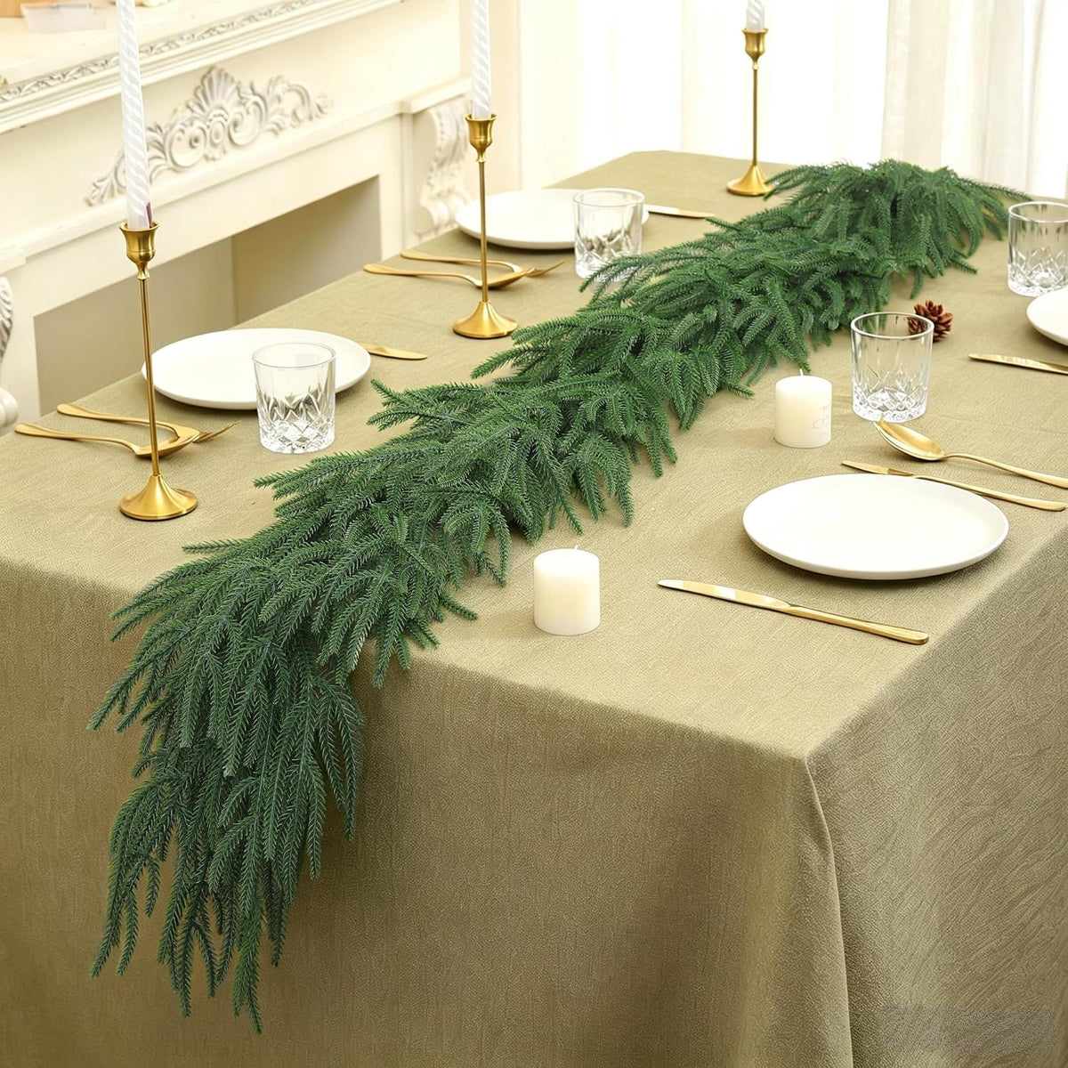 9ft norfolk pine garland, realistic artificial christmas greenery, package contents