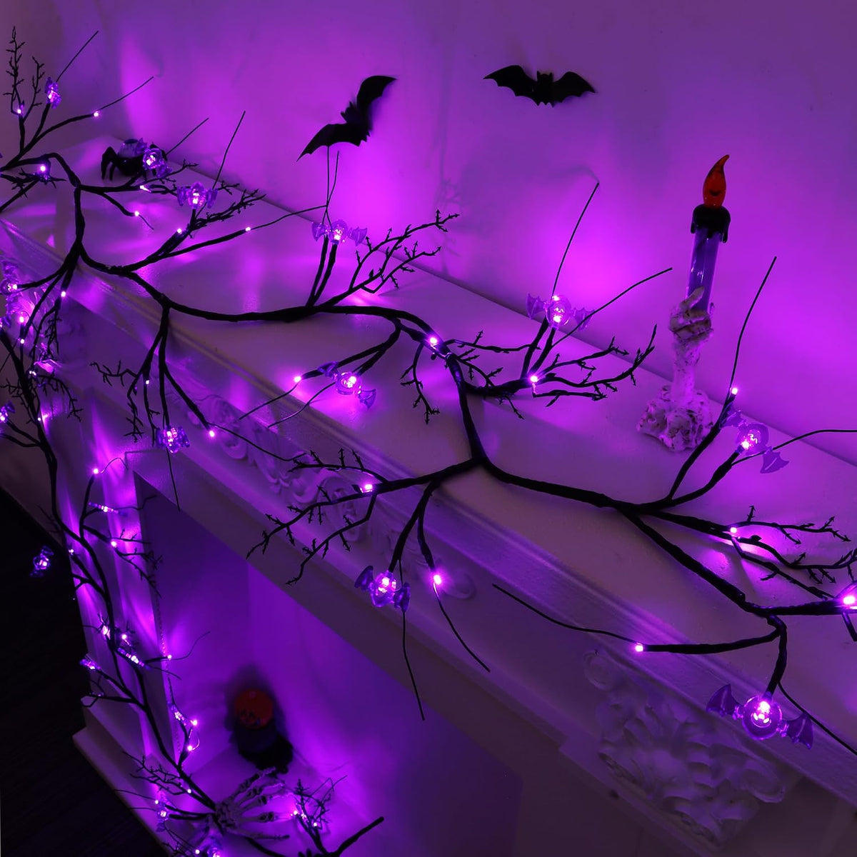 9ft 72 led willow vine twig decor black showing dimensions