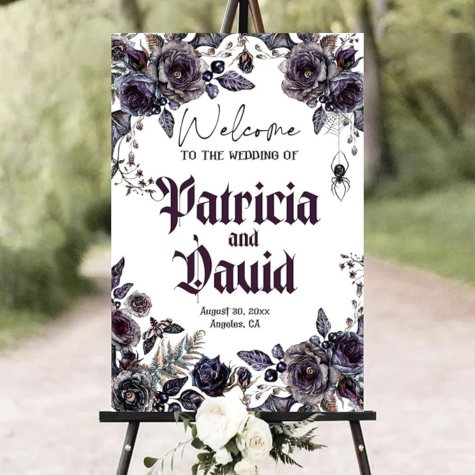 Halloween Wedding Welcome Sign, Til Death Do Us Part Welcome Sign, Halloween Couples Shower, Gothic Love Wedding Welcome, Signage Halloween Reception, Welcome Wedding Sign With Stand Decorations