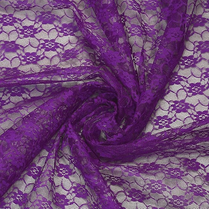 MDS Pack of 15 Wedding 12 x 108 inches Lace Table Runner for Wedding, Decorations for Birthday Parties, Banquets, Graduations, Engagements, and Runners fit Rectangle, Round Table- Purple
