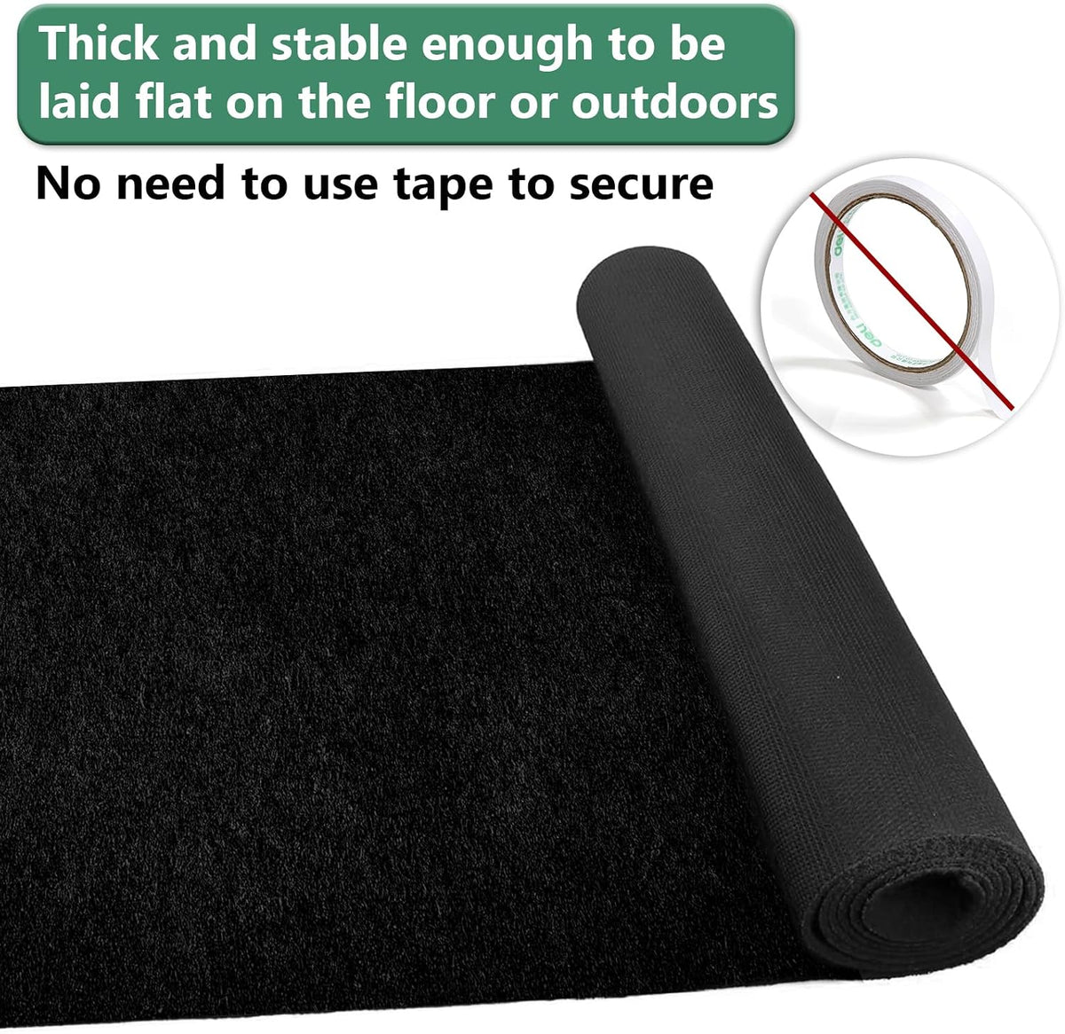 Black Carpet Runner Rug for Party and Event, Non-Slip TPR Rubber Backed Aisle...