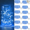 btfarm 12 Pack Fairy Lights Battery Operated [3 Modes], 7ft 20 Led Twinkle Lights String Lights Waterproof Bulk Small Mini Silver Wire for Mason Jars Vases Wedding Table Centerpiece, Blue