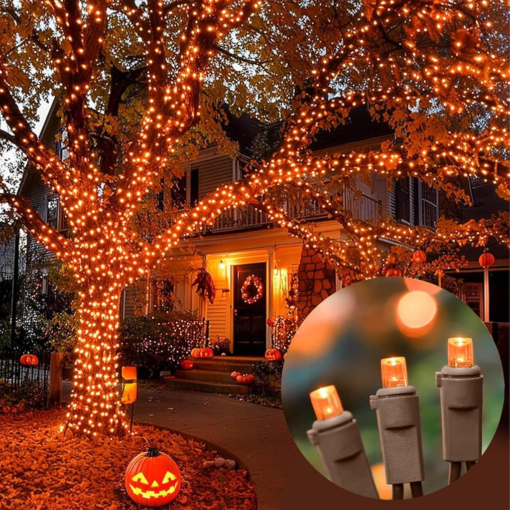 LAMPHOME Orange Thanksgiving Mini Lights, 21.6FT100 LED Autumn Fall String Lights,Connectable 120V Plug in for Outdoor Indoor Garden Party Halloween Christmas Xmas Tree Lights Yellow Decor