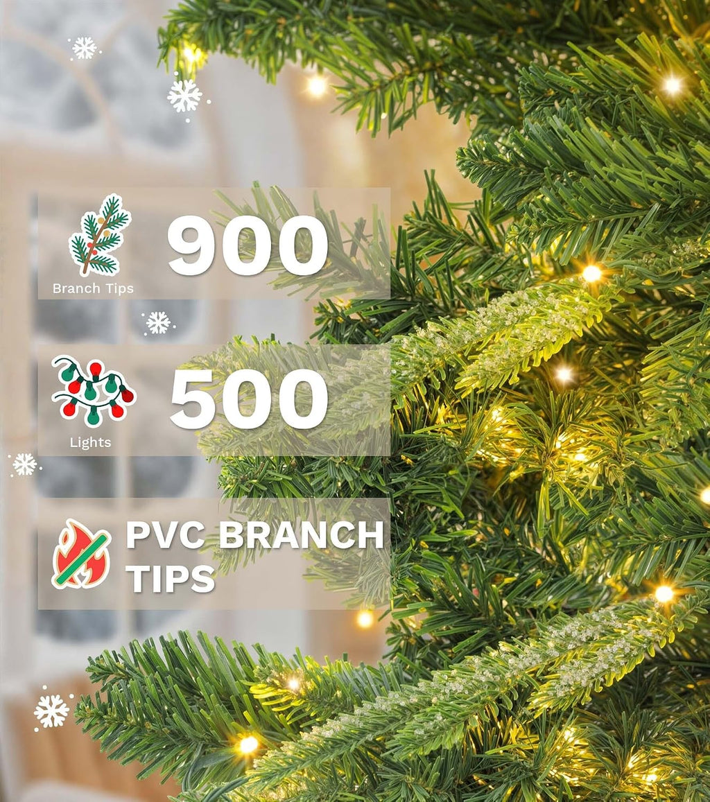 dwvo 6.5ft prelit iced aspen fir artificial christmas shown in use
