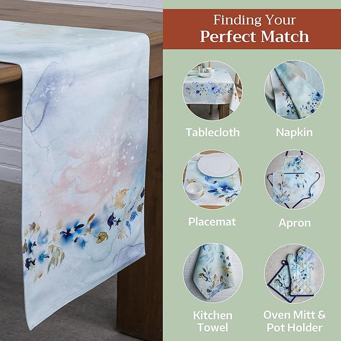 Maison d' Hermine Table Runner 100% Cotton Double Layer Table Runners 108 inches Long Decorative for Home Kitchen Dining Party Wedding Bridal Shower Spring Summer (Lazy Summer Days, 14.50" x 108")