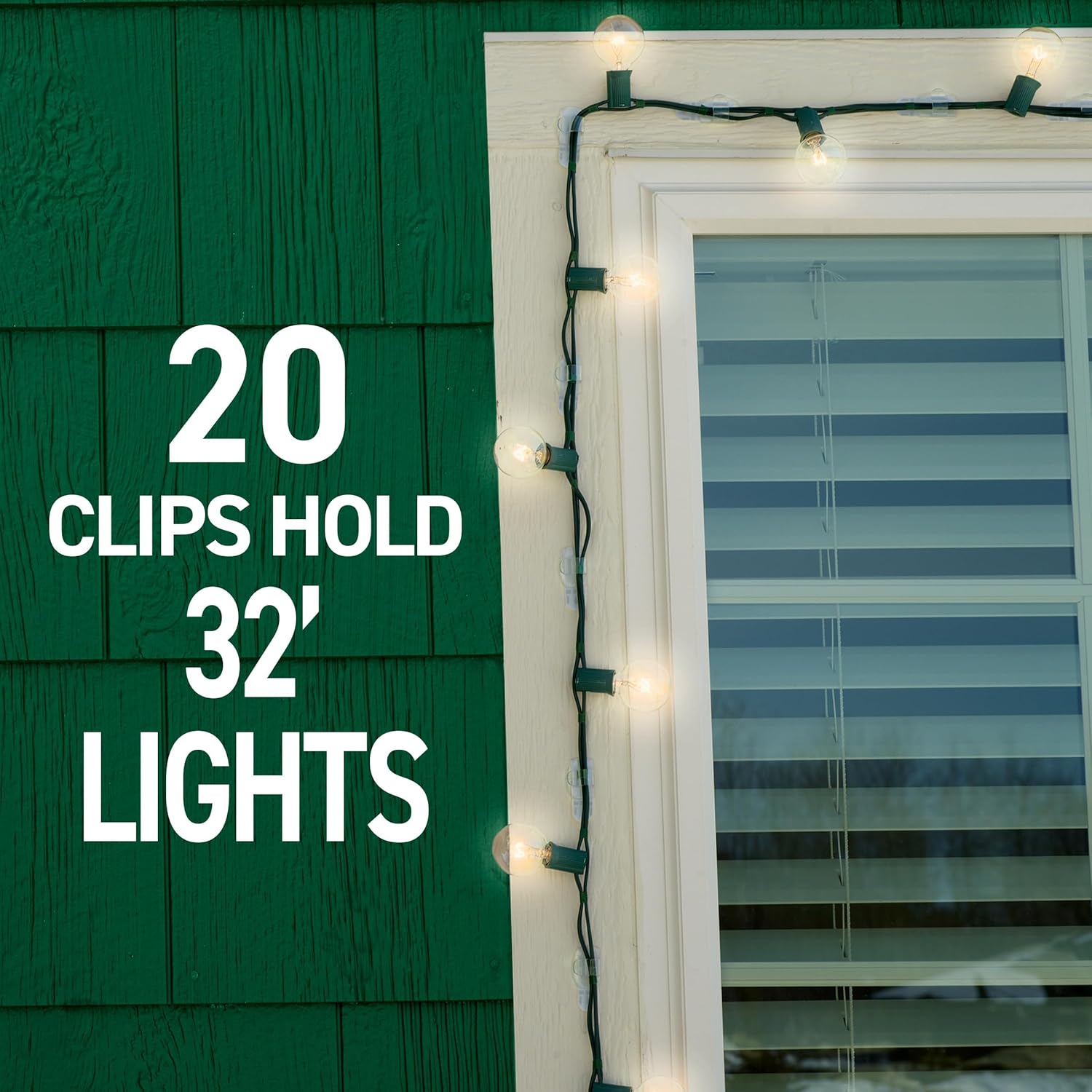 Command Damage Free Hanging Light Clips with Adhesive Strips, No Tools Mini Wall Hooks for Hanging Decorations in Living Spaces, 20 Clips, 24 Strips