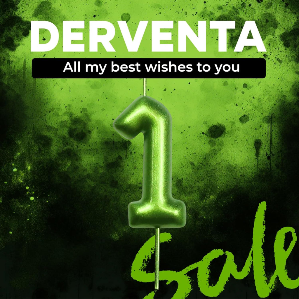 DERVENTA Green Number 5 Candle 2.36 Inch Party Cake Decoration | Made of premium wax smoke-free & anti-deformation ideal cake topper for birthdays anniversaries & brunch desserts