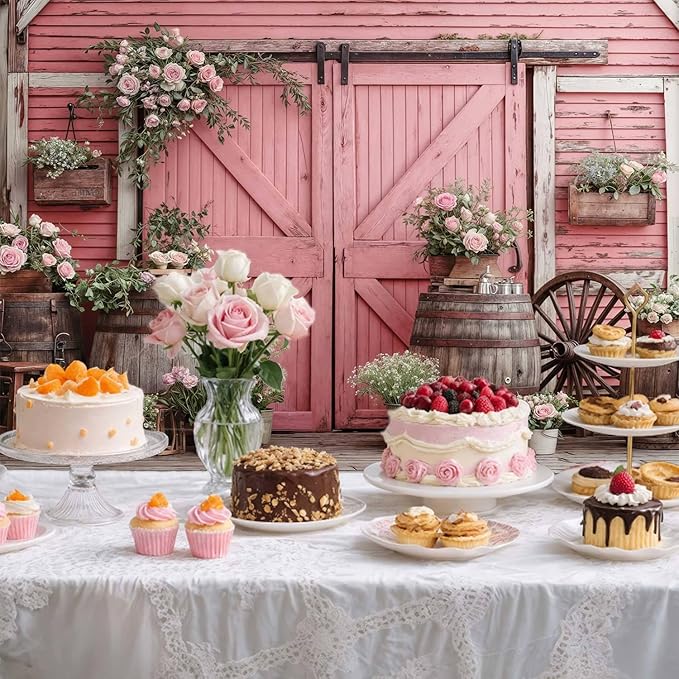 20x10ft Country Wedding Pink Photography Backdrop Rustic Wooden Door Photography Backdrop Farmhouse Flower Western Girl Birthday Baby Shower Wedding Bridal Party Banner Photo Booth Props Background