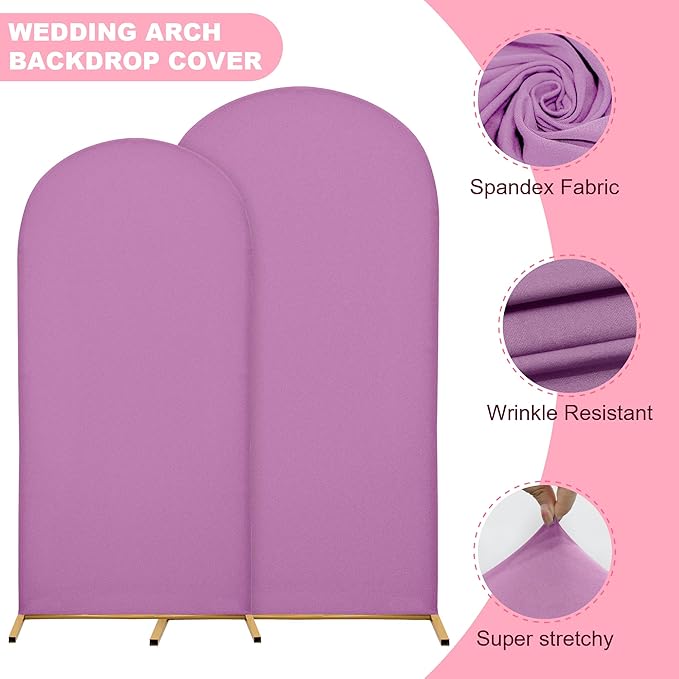 6.6FT Wedding Arch Covers Arch Backdrop Cover Arch Stand Covers Set Arch Cover Spandex Fabric Stretchy Backdrop for Wedding Birthday Party Decoration Baby Shower (Lilac)